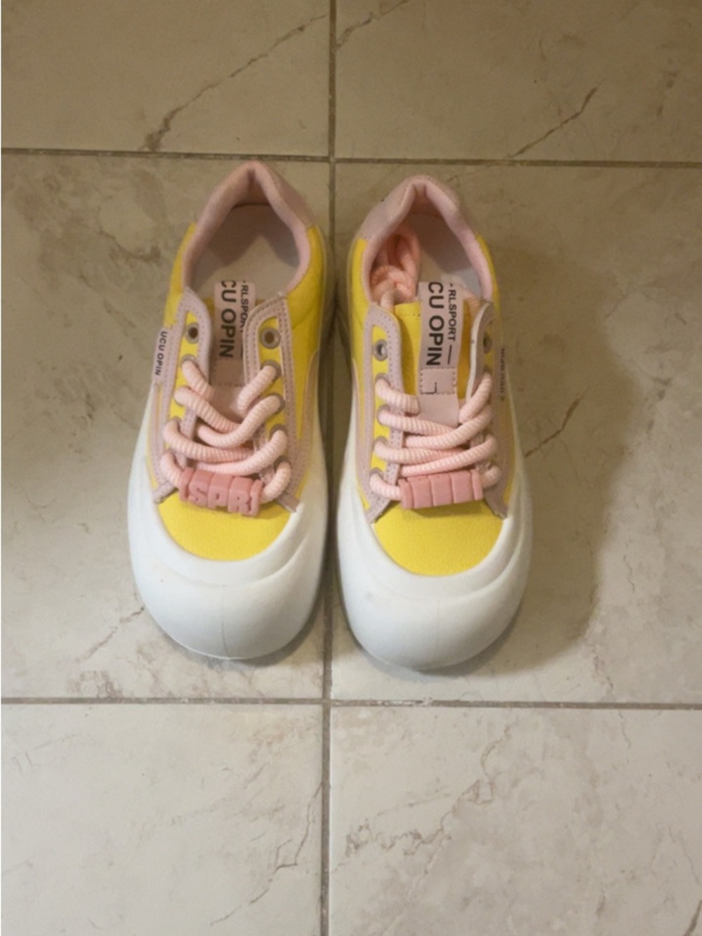 Kids Yellow & Pink Casual Sneakers
